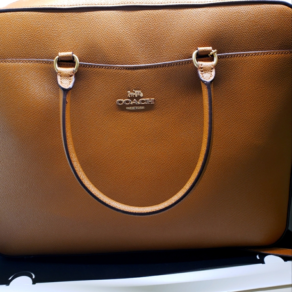 Coach Tan Leather Computer Bag